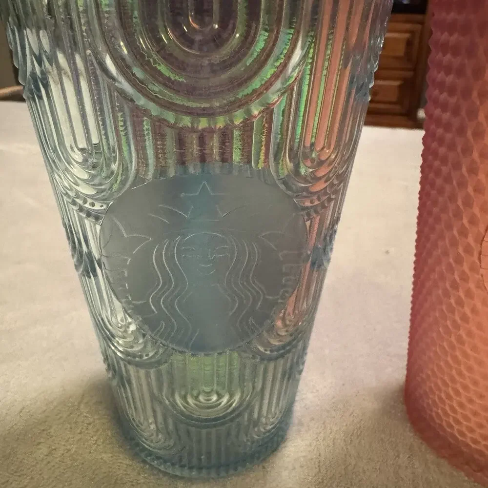 Starbucks Apron & Tumbler Lot 2022‎ Pink Lemonade & Mermaid Cold Cups 16 Oz